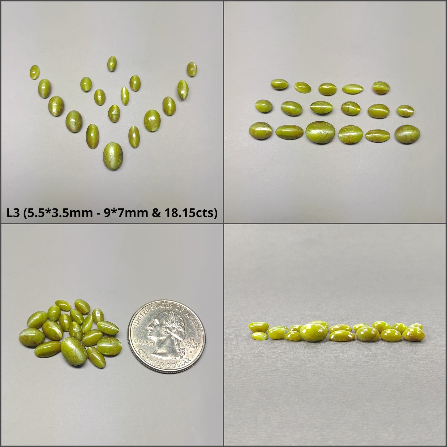 CHRYSOBERYL CAT'S EYE Gemstone Cabochon : Natural Untreated Unheated Cat's Eye Oval Shape Lots