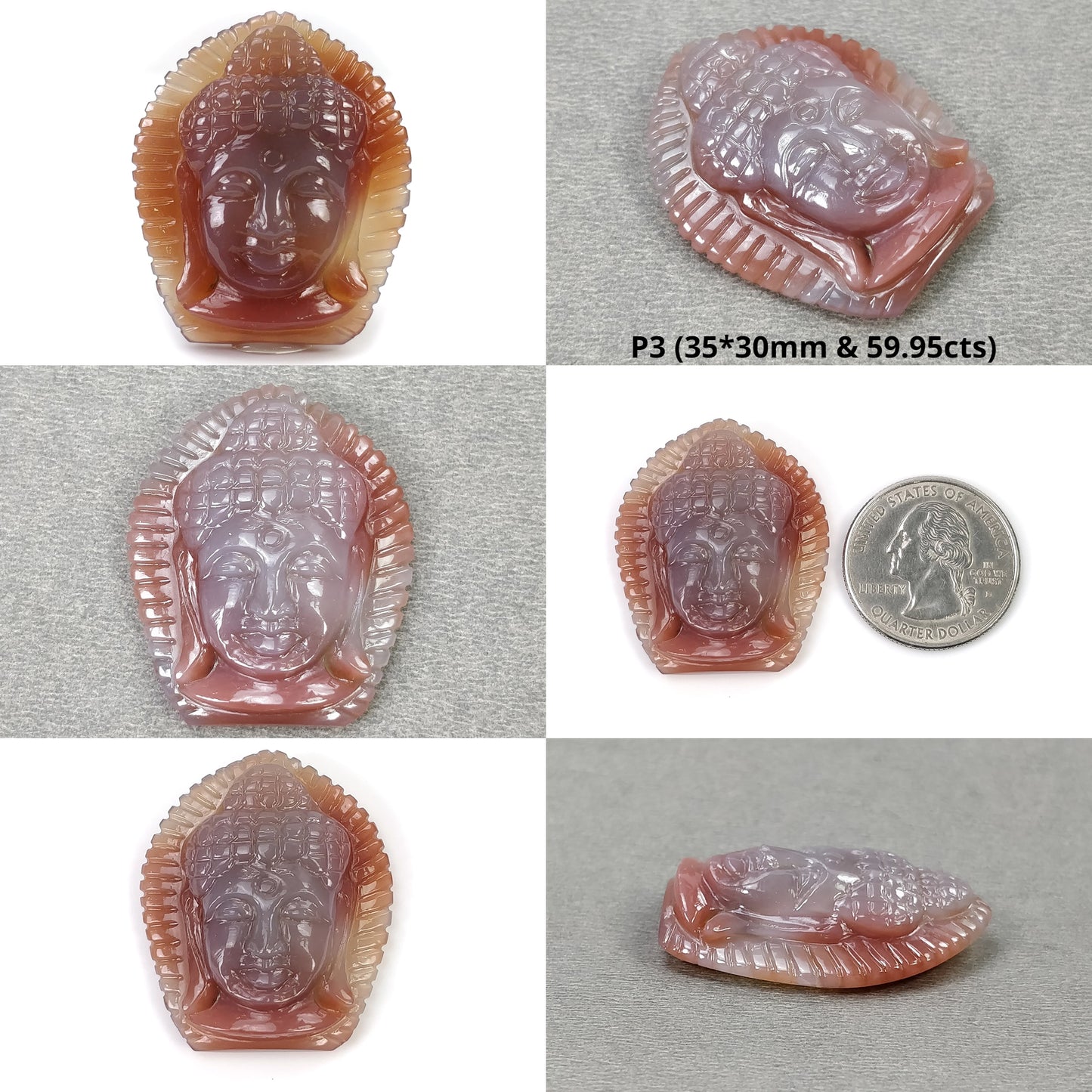 Agate Gemstone Carving : Natural Untreated Unheated Orange Agate Hand Carved Lord HANUMANA And BUDDHA