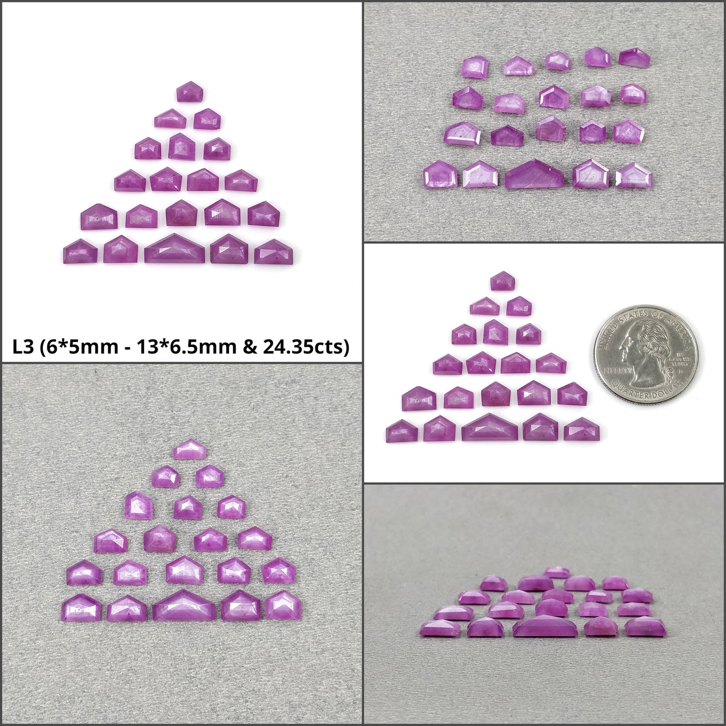 Sapphire Gemstone Step Cut : Natural Untreated Unheated Raspberry Pink Sheen Sapphire Uneven Shape Lots