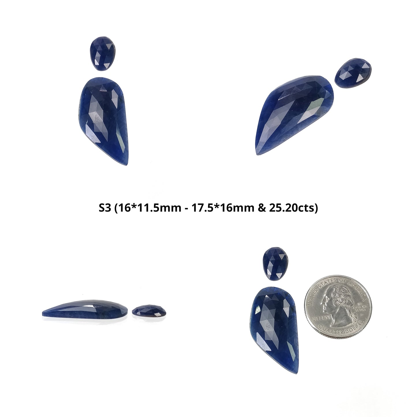 Sapphire Gemstone Rose Cut : Natural Untreated Unheated Blue Sapphire Oval Uneven Shape 2pcs Sets