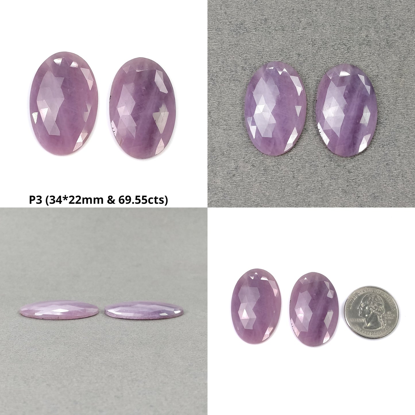 Sapphire Gemstone Rose Cut : Natural Untreated Unheated Pink Sapphire Cushion And Oval Shape Pair