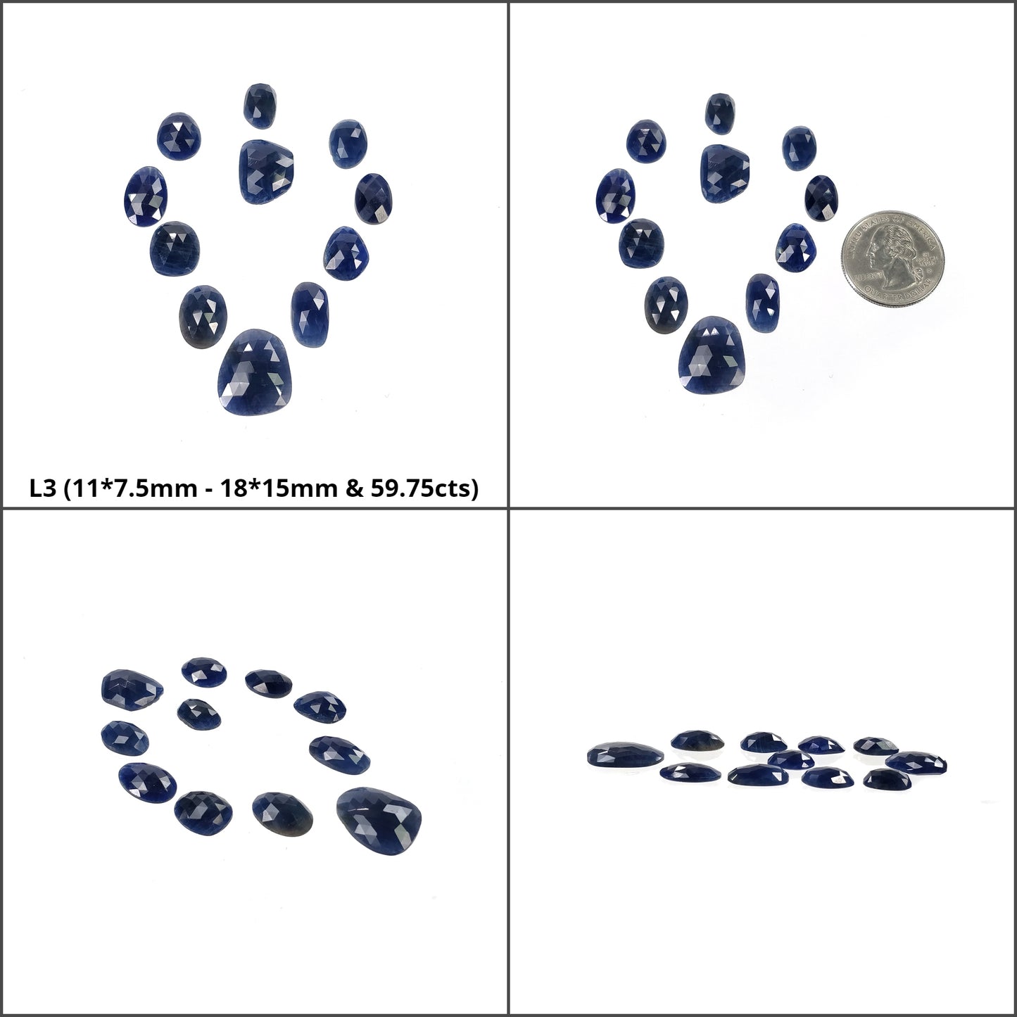 Sapphire Gemstone Rose Cut : Natural Untreated Unheated Blue Sapphire Oval Cushion Uneven Shape Lots