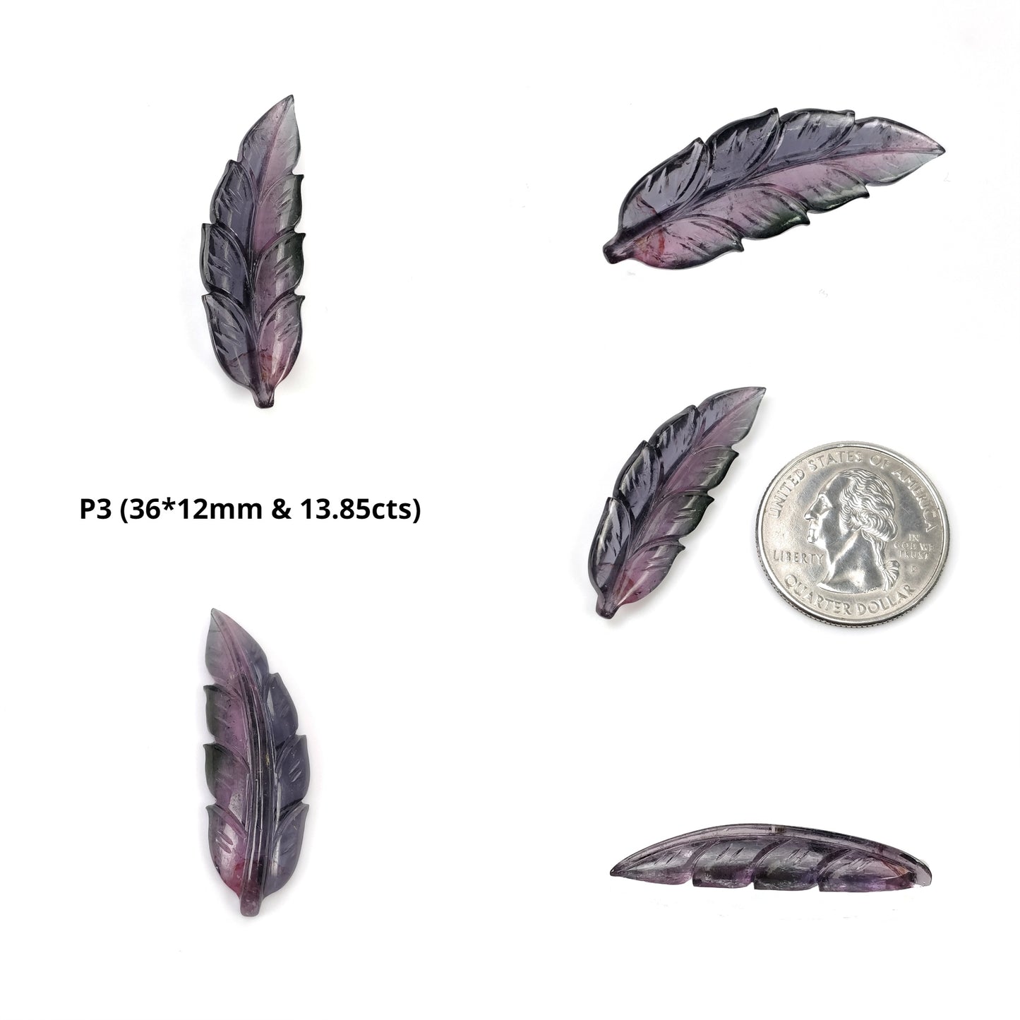 Watermelon Tourmaline Gemstone Carving : Natural Untreated Unheated Bi-Color Tourmaline Hand Carved Leaf