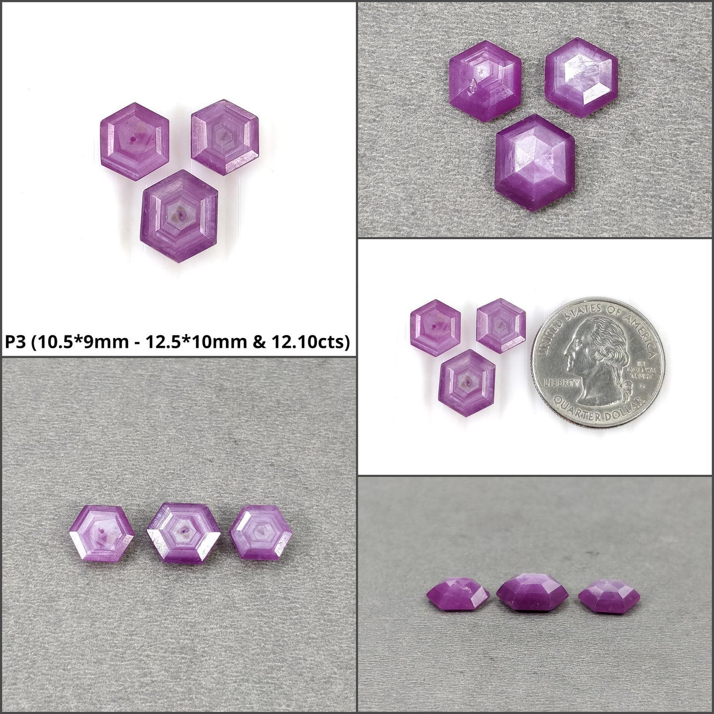 Sapphire Gemstone Normal Cut : Natural Untreated Unheated Raspberry Pink Sheen Sapphire Record Keeper Hexagon Shape Sets