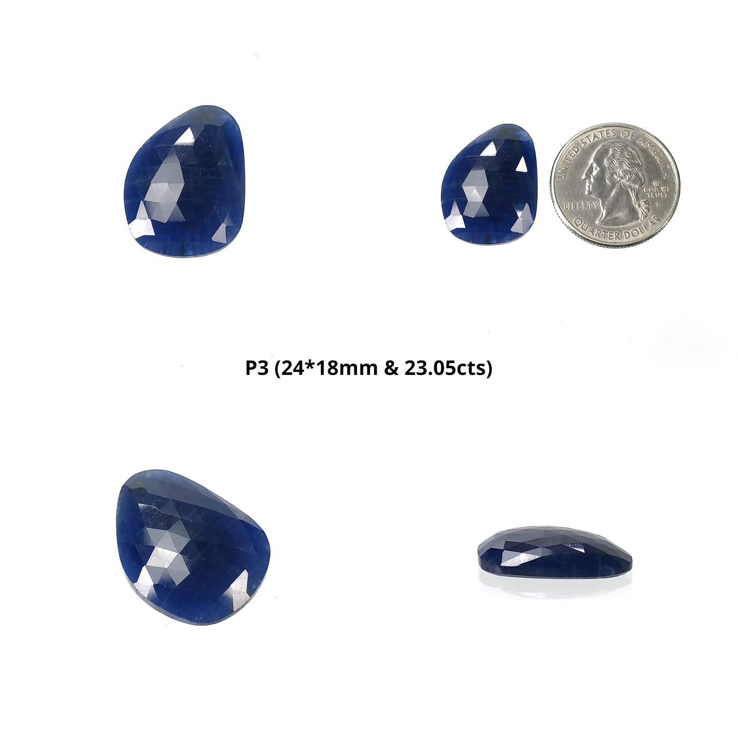 Sapphire Gemstone Rose Cut : Natural Untreated Unheated Blue Sapphire Uneven Shape Set