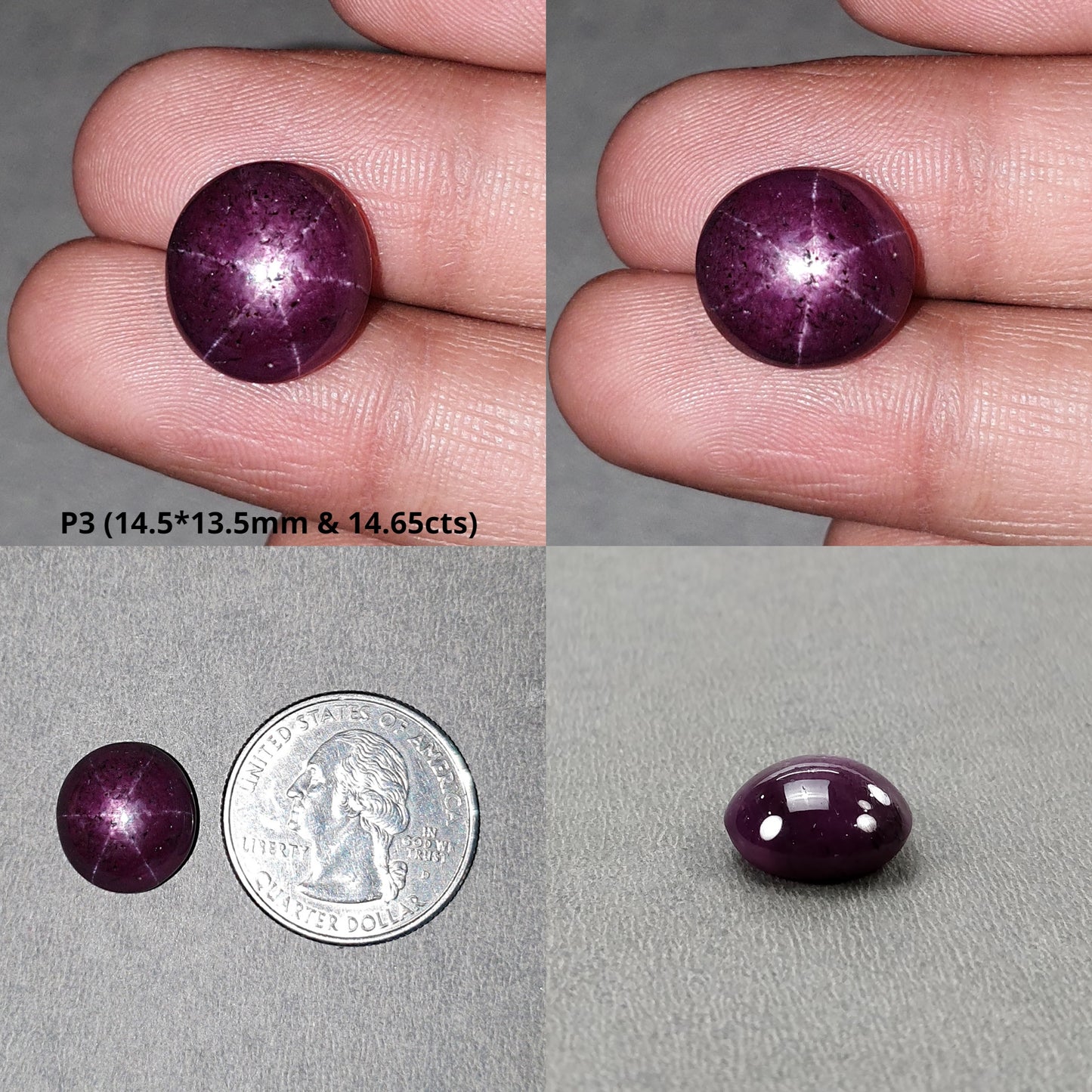 Star Ruby Gemstone Cabochon : Natural Untreated Unheated Red 6Ray Star Ruby Oval Shape