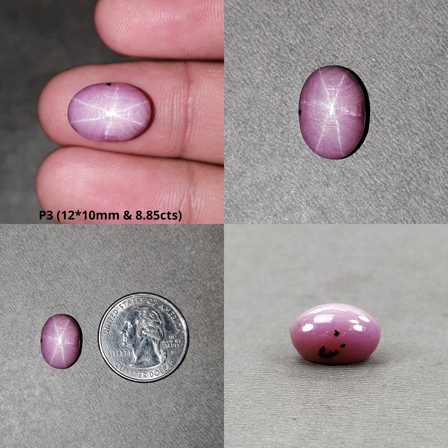 Star Sapphire Gemstone Cabochon : Natural Untreated African Pink Sapphire 6Ray Star Oval Shape 1pcs & 2pcs