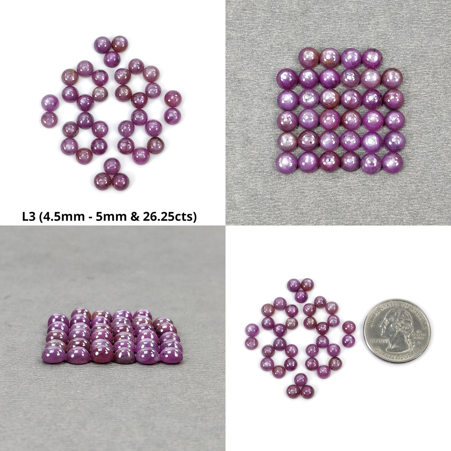 Sapphire Gemstone Cabochon : Natural Untreated Raspberry Pink Sheen Sapphire Round Shape 4.5mm - 5mm Lots