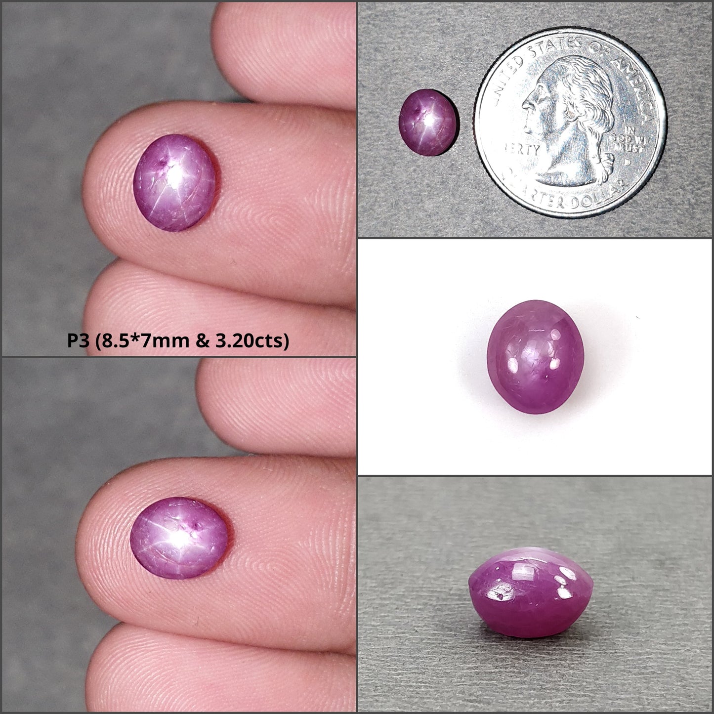 Star Sapphire Gemstone Cabochon : Natural Untreated Exclusive Rare Record Keeper Pink Sapphire 6Ray Star Oval Shape