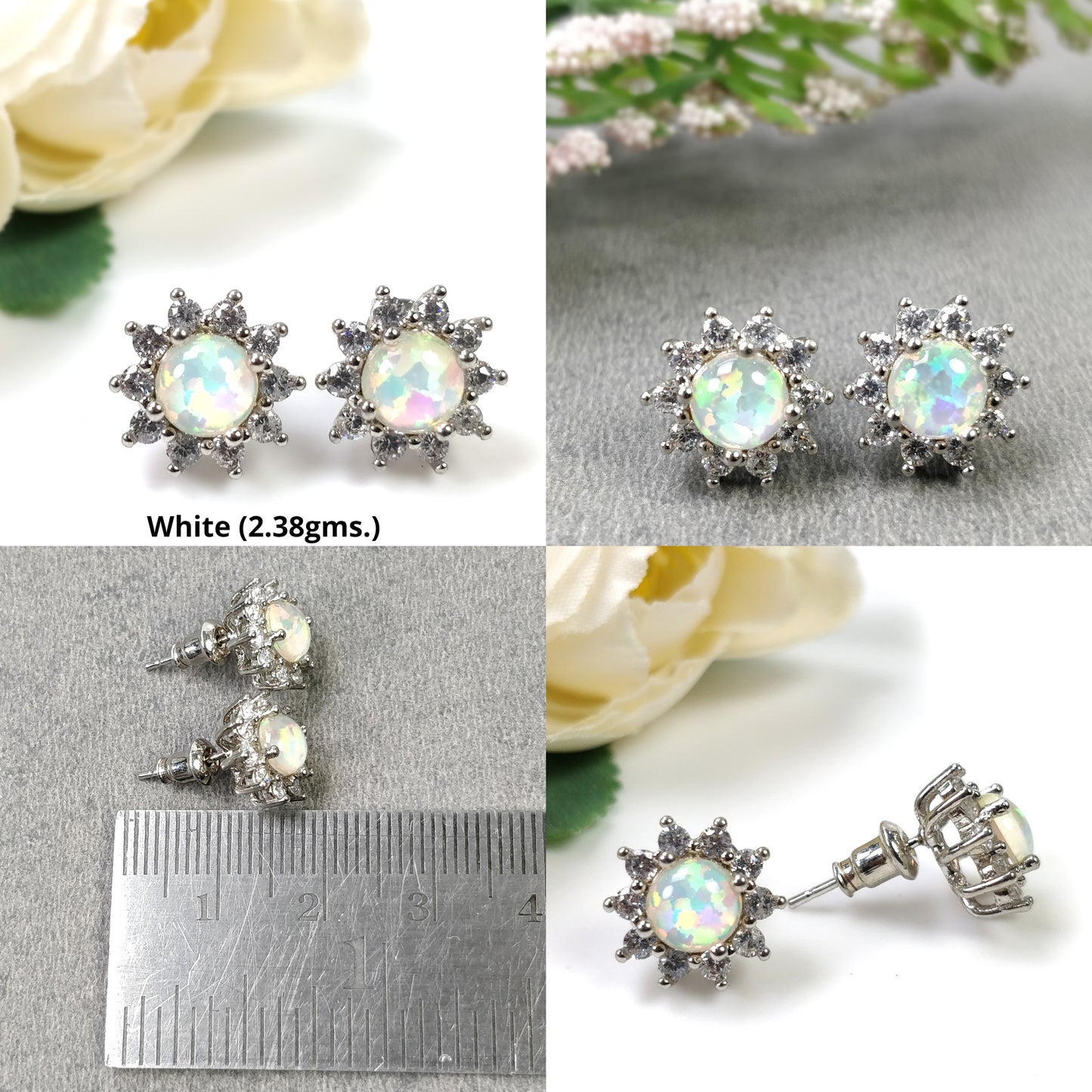 White Opal Earrings