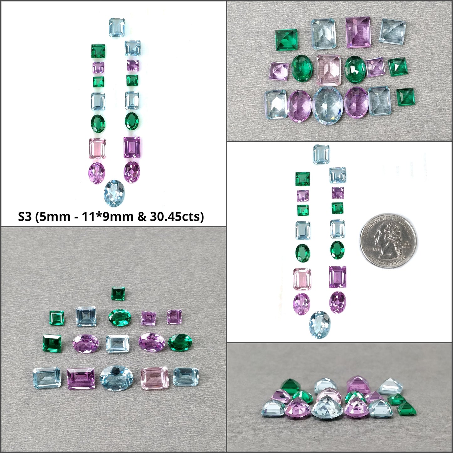 Nanosital Blue Pink Green Stone Normal Cut Oval Cushion Triangle Shape 5pcs, 6pcs, 16pcs For Jewelry