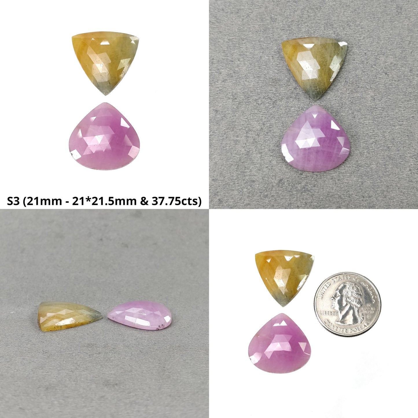 Ruby & Sapphire Gemstone Rose Cut : Natural Untreated Ruby Sapphire Multi Shapes 2pcs Sets