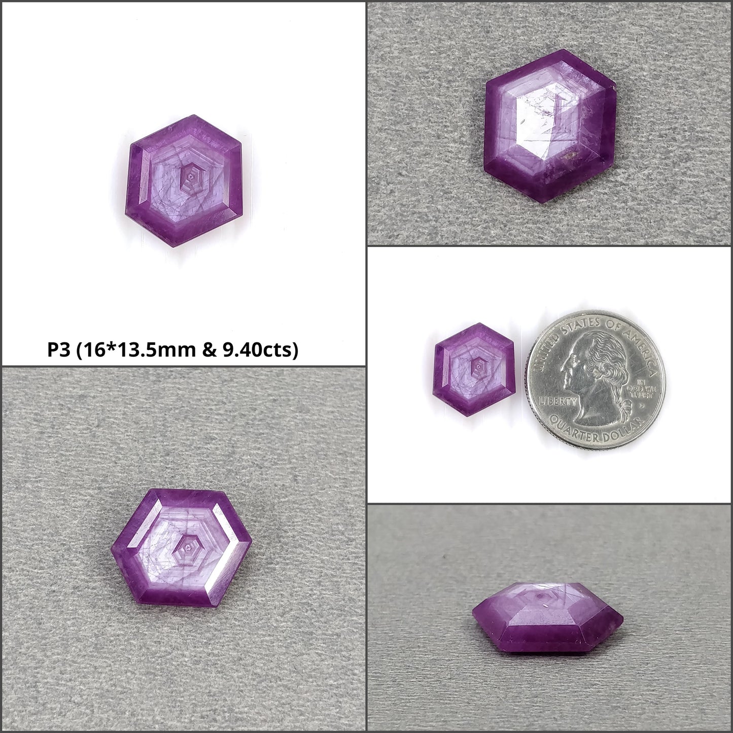 Sapphire Gemstone Normal Cut : Natural Untreated Unheated Raspberry Pink Sheen Sapphire Hexagon Shape