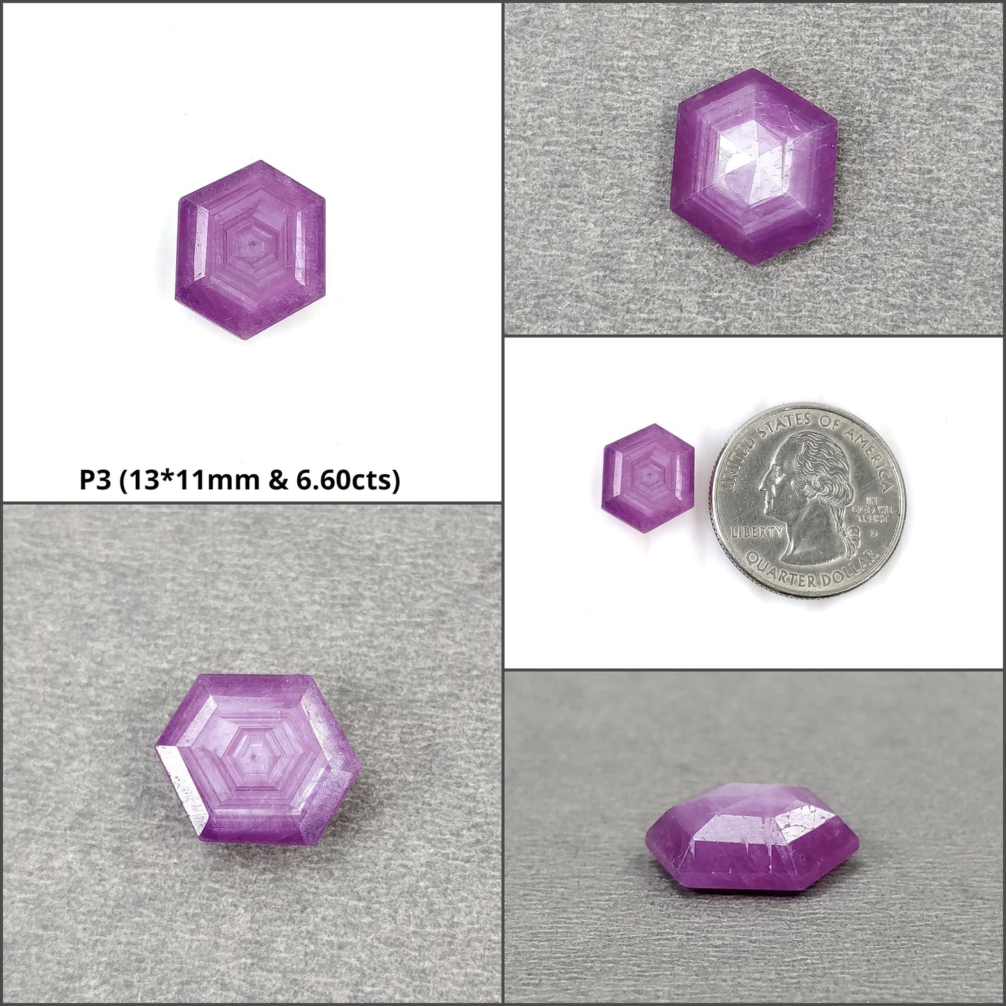 Sapphire Gemstone Normal Cut : Natural Untreated Unheated Raspberry Pink Sheen Sapphire Hexagon Shape