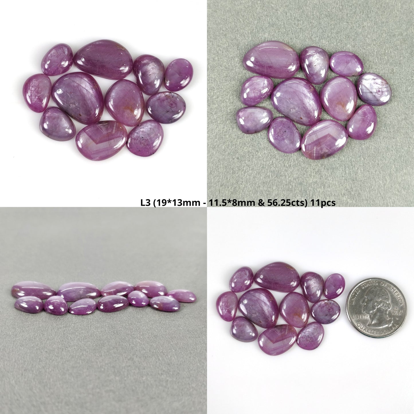 Raspberry Sheen Purple Pink SAPPHIRE Gemstone Cabochon : Natural Untreated Sapphire Uneven Shape 7*8mm - 16*11mm 9pcs, 11pcs, 12pcs, 14pcs