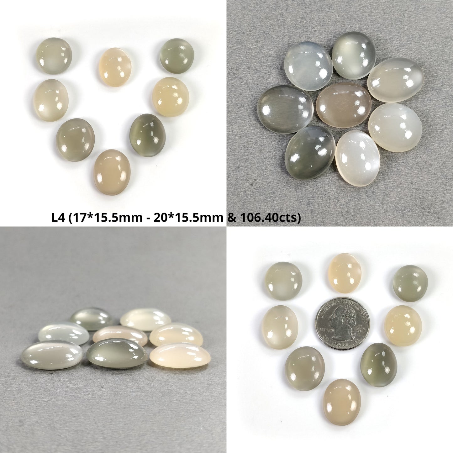 MOONSTONE Gemstone Cabochon : Natural Untreated Unheated Multi Color Moonstone Oval Shape 8pcs Lots