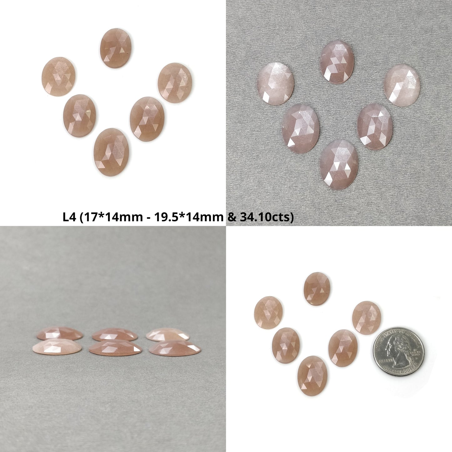 PEACH MOONSTONE Gemstone Rose Cut : Natural Untreated Unheated Moonstone Uneven Egg Shape 5pcs 6pcs & 7pcs