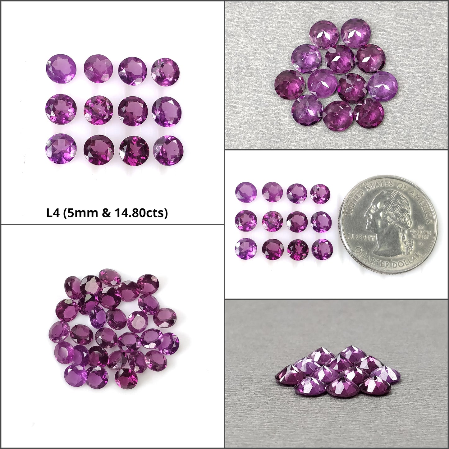 PURPLE GARNET Gemstone Normal Cut: Natural Untreated Garnet Round & Pear Triangle Shape 7pcs 22pcs 28pcs 35pcs 38pcs 100pcs Lot