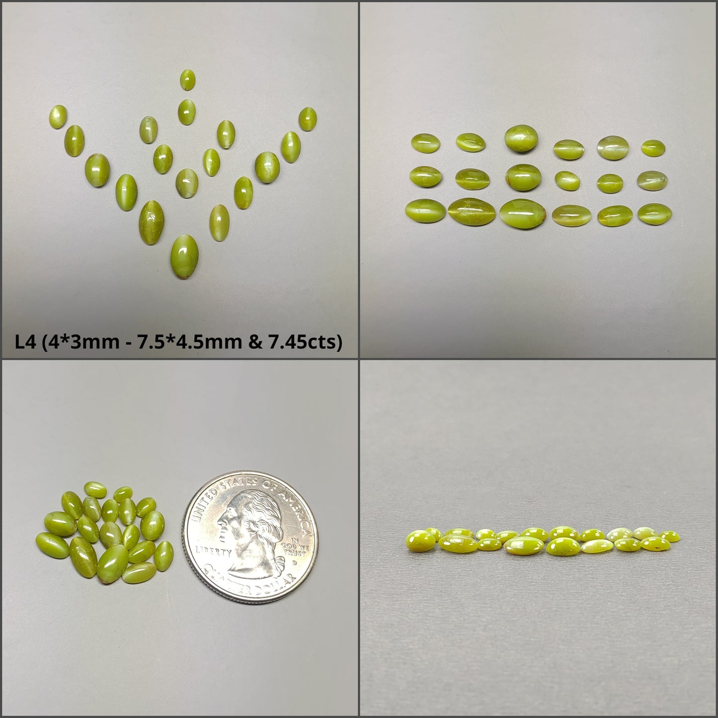 CHRYSOBERYL CAT'S EYE Gemstone Cabochon : Natural Untreated Unheated Cat's Eye Oval Shape Lots