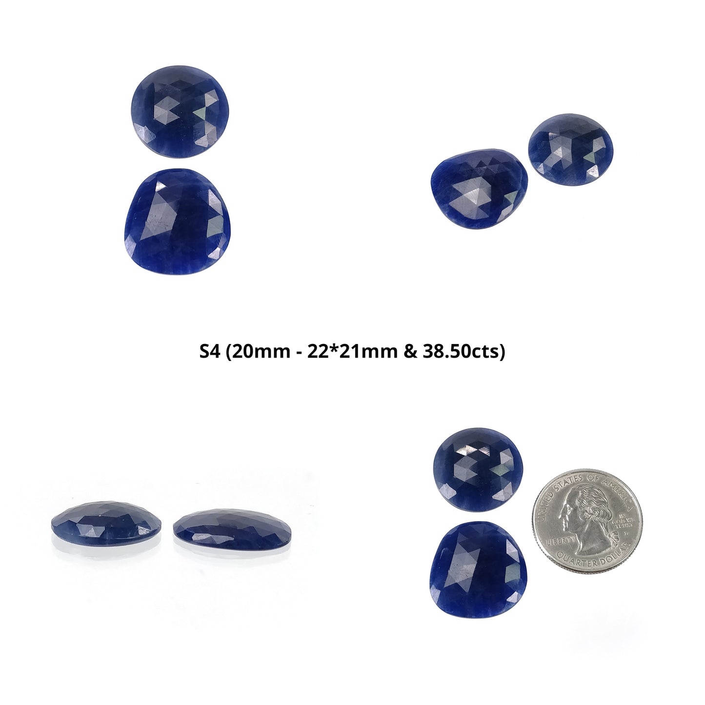 Sapphire Gemstone Rose Cut : Natural Untreated Unheated Blue Sapphire Oval Uneven Shape 2pcs Sets