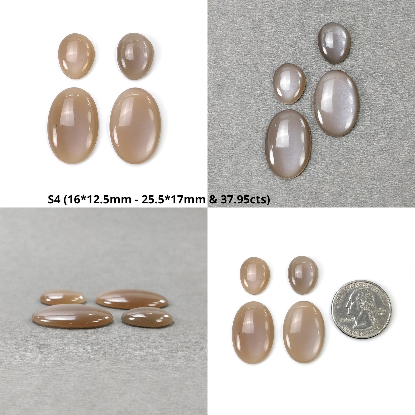 PEACH And BROWN MOONSTONE Gemstone Cabochon : Natural Untreated Unheated Moonstone Oval Pear Shape 3pcs & 4pcs