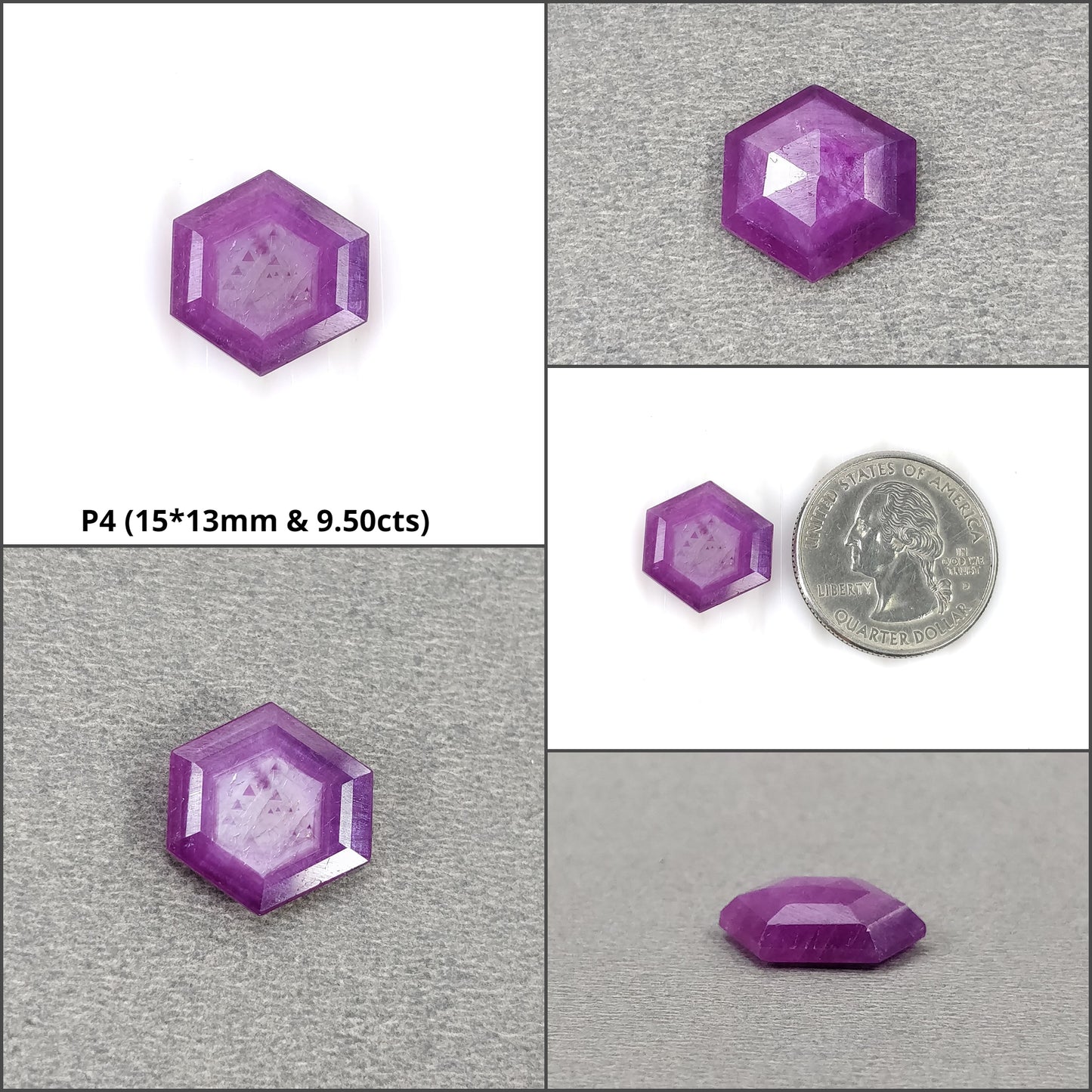 Sapphire Gemstone Normal Cut : Natural Untreated Unheated Raspberry Pink Sheen Sapphire Hexagon Shape