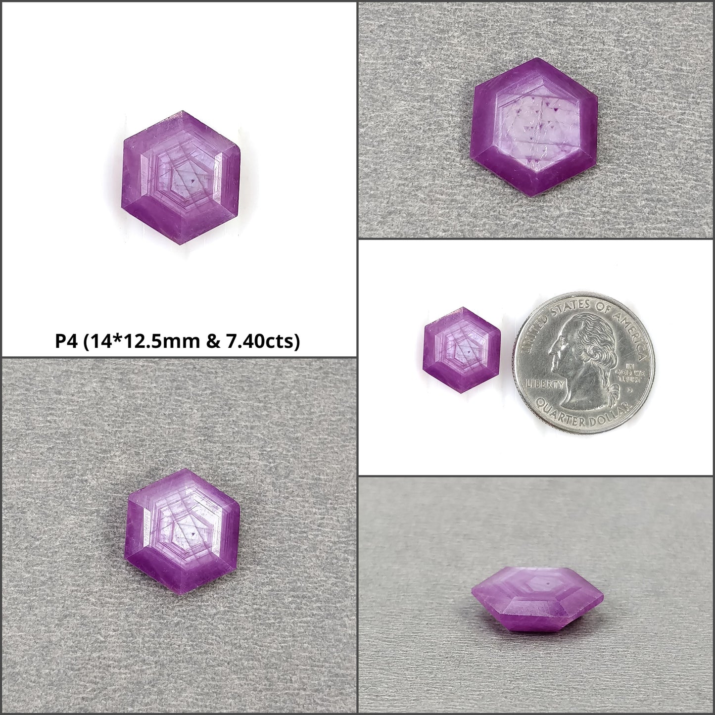 Sapphire Gemstone Normal Cut : Natural Untreated Unheated Raspberry Pink Sheen Sapphire Hexagon Shape