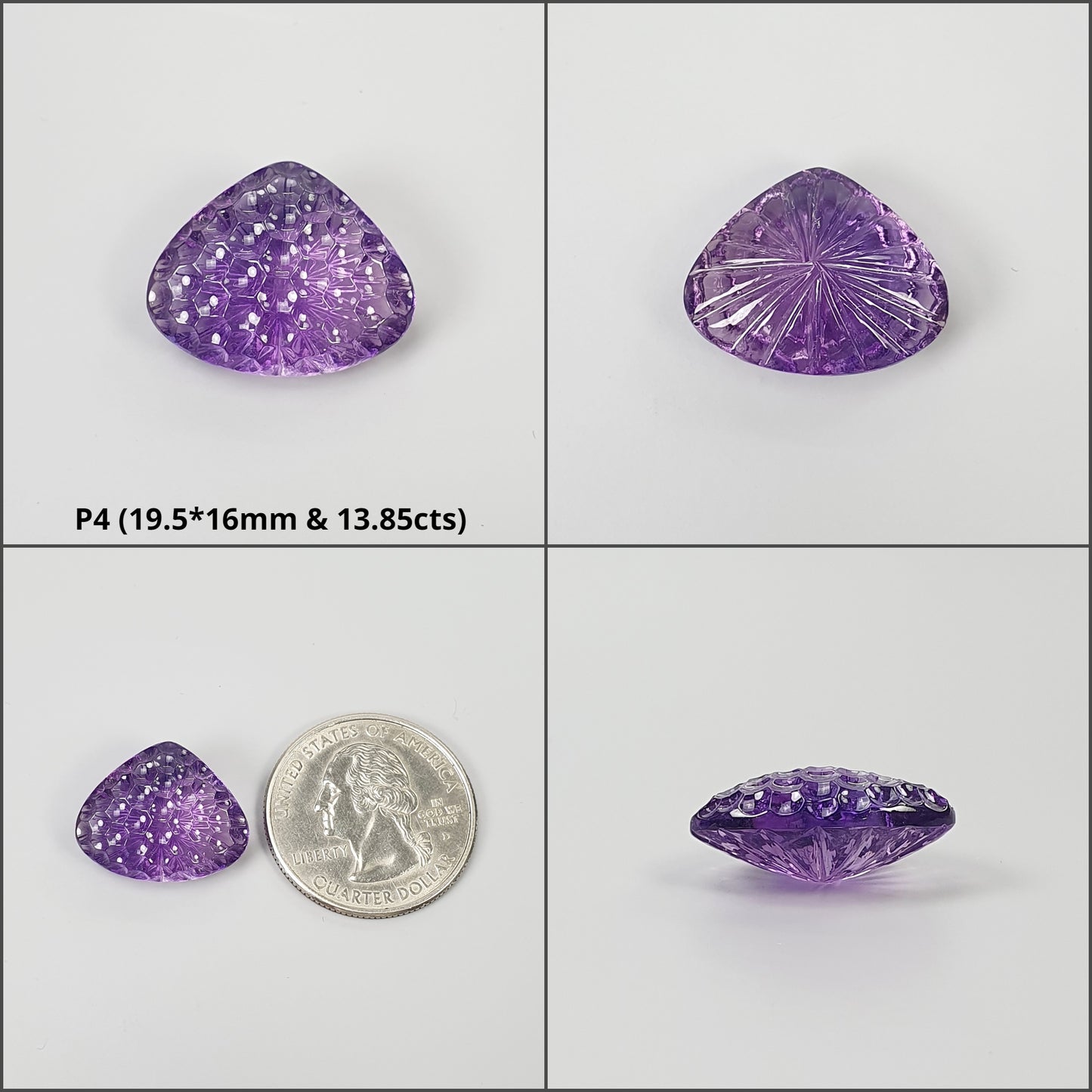 Amethyst Gemstone Carving : Natural Untreated Purple Amethyst Hand Carved Pear And Heart Shape