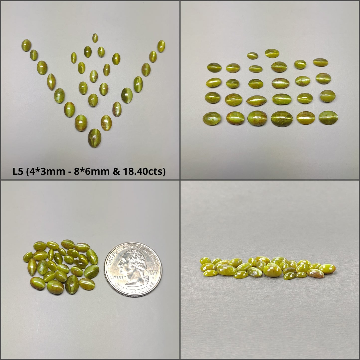 CHRYSOBERYL CAT'S EYE Gemstone Cabochon : Natural Untreated Unheated Cat's Eye Oval Shape Lots