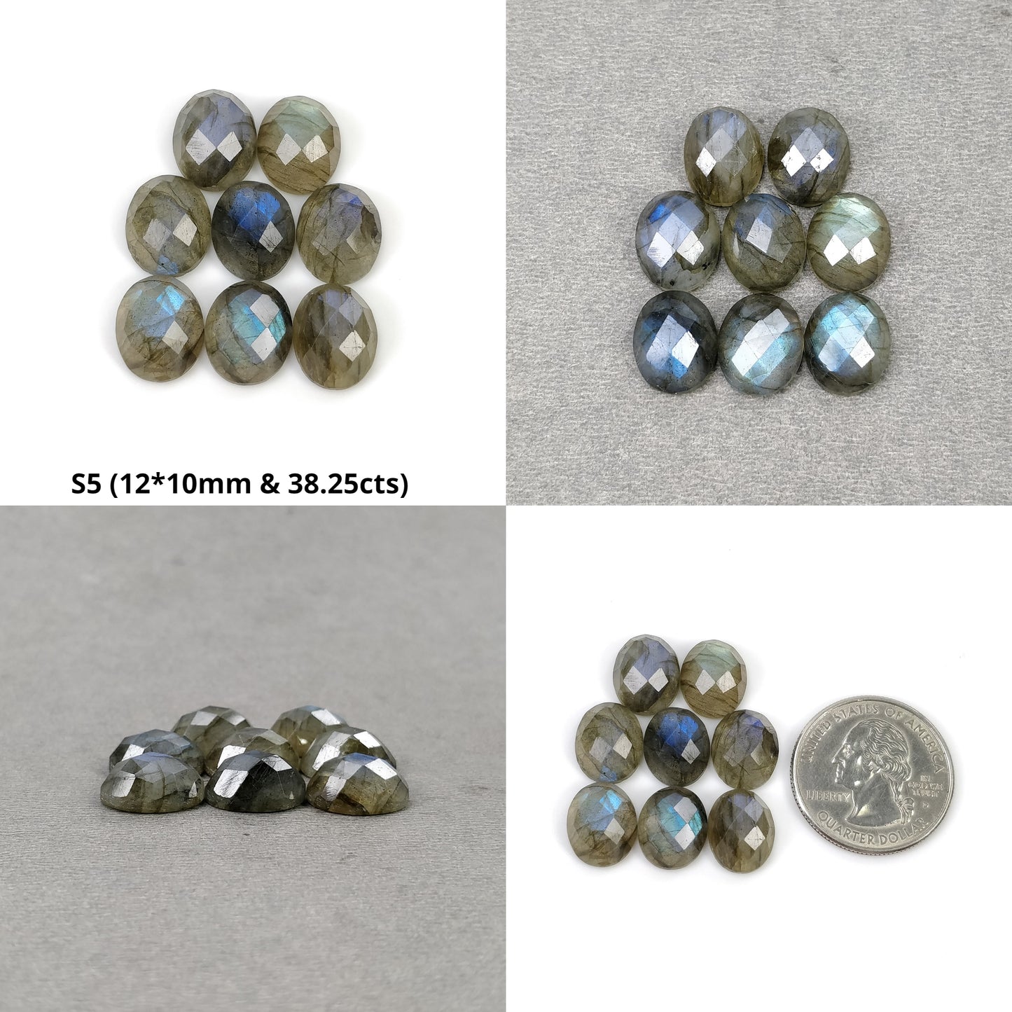 Labradorite Gemstone Checker Cut : Natural Untreated Rainbow Flashing Labradorite Pear Oval Shape Briolette Set For Jewelry