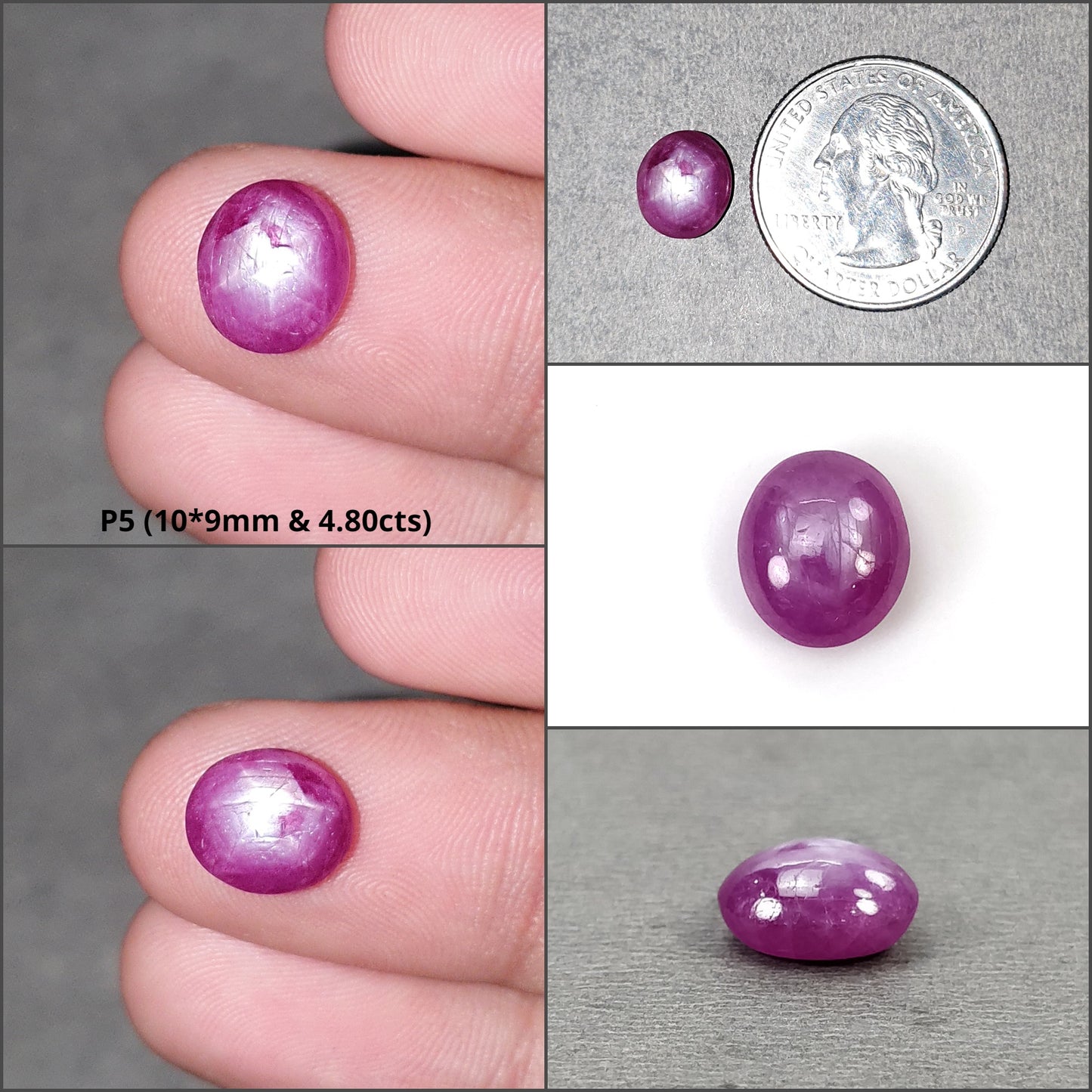Star Sapphire Gemstone Cabochon : Natural Untreated Exclusive Rare Record Keeper Pink Sapphire 6Ray Star Oval Shape