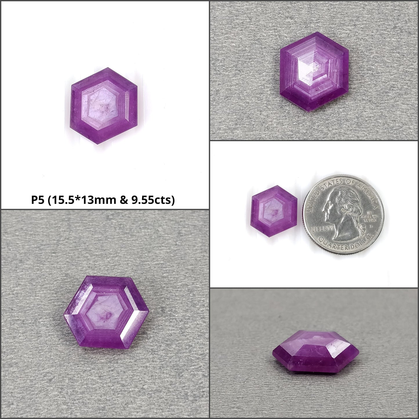 Sapphire Gemstone Normal Cut : Natural Untreated Unheated Raspberry Pink Sheen Sapphire Hexagon Shape