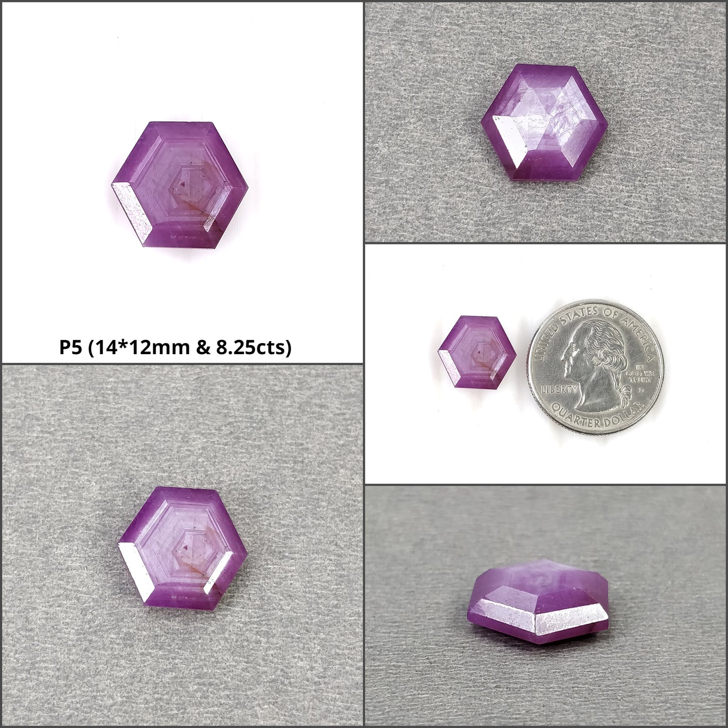 Sapphire Gemstone Normal Cut : Natural Untreated Unheated Raspberry Pink Sheen Sapphire Hexagon Shape