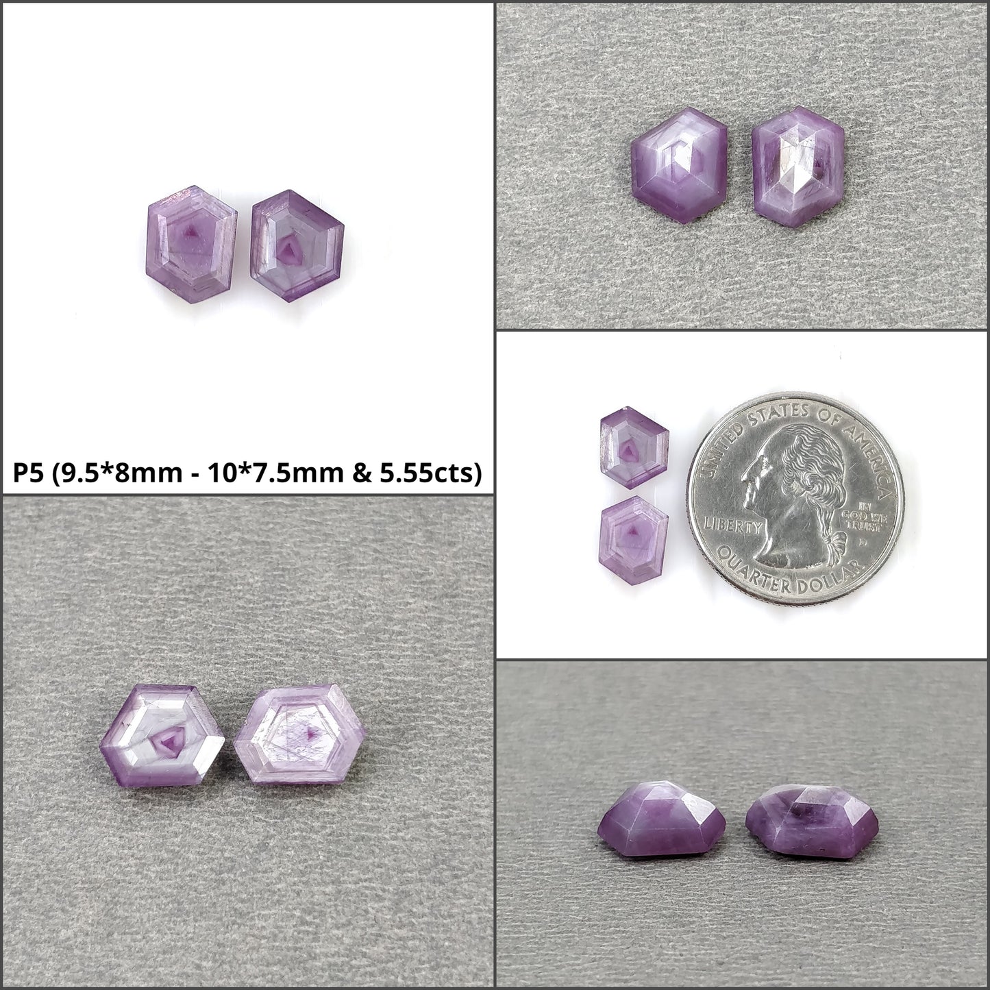 Sapphire Gemstone Normal Cut : Natural Untreated Unheated Raspberry Pink Sheen Sapphire Record Keeper Hexagon Shape Sets