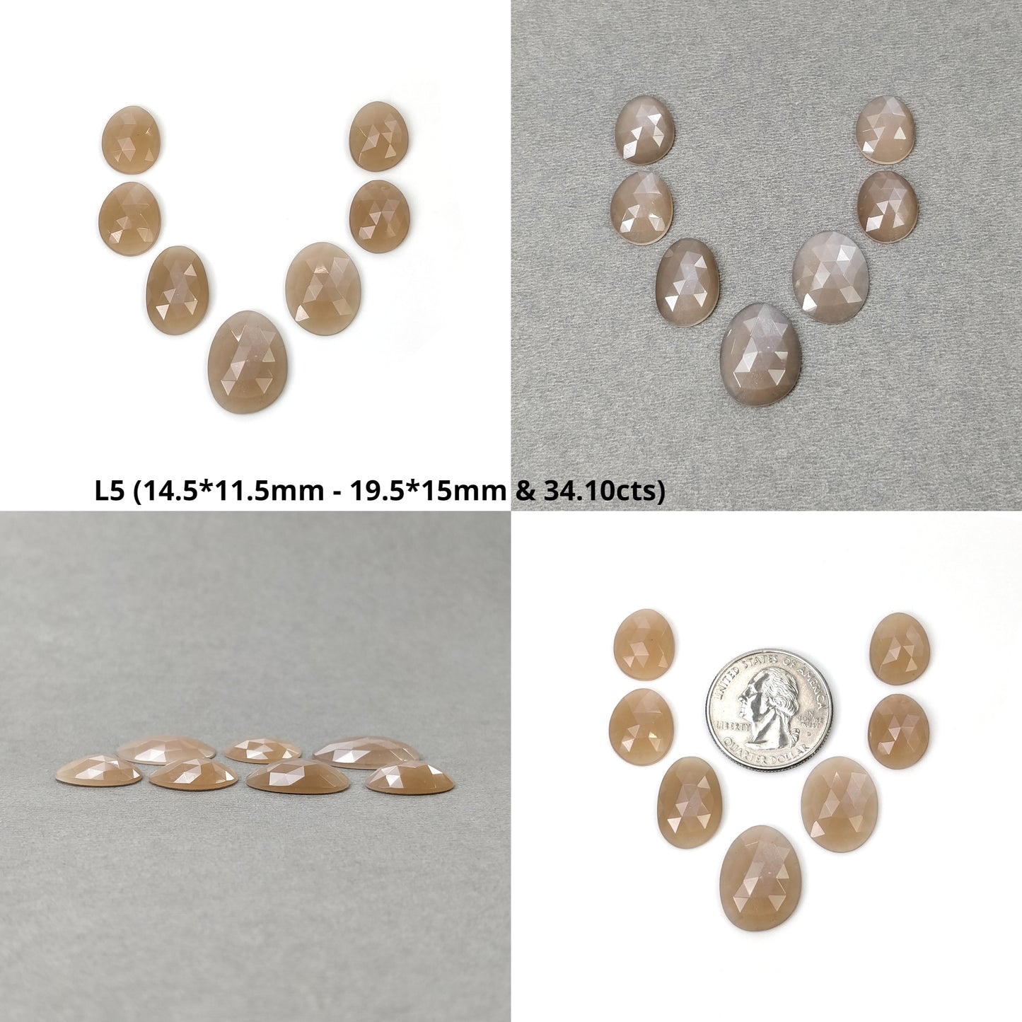 PEACH MOONSTONE Gemstone Rose Cut : Natural Untreated Unheated Moonstone Uneven Egg Shape 5pcs 6pcs & 7pcs