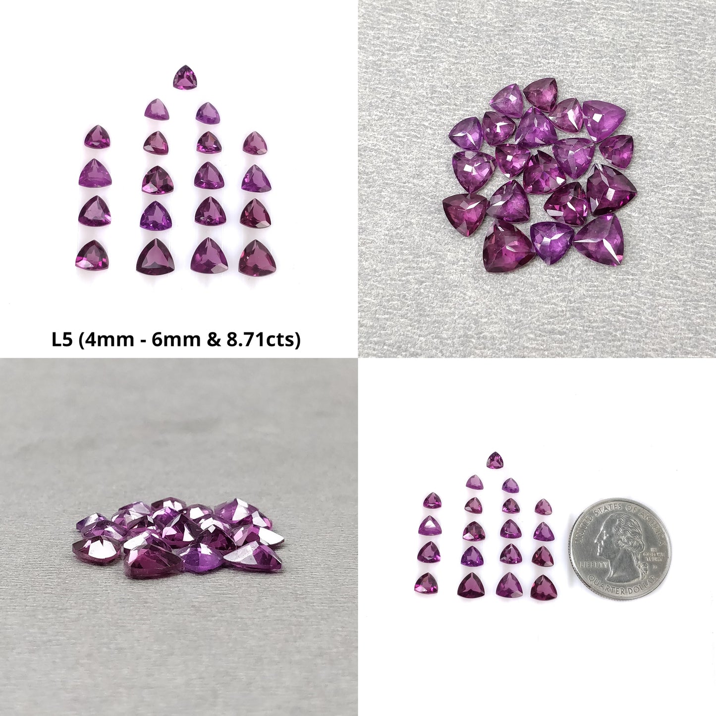 PURPLE GARNET Gemstone Normal Cut: Natural Untreated Garnet Round & Pear Triangle Shape 7pcs 22pcs 28pcs 35pcs 38pcs 100pcs Lot