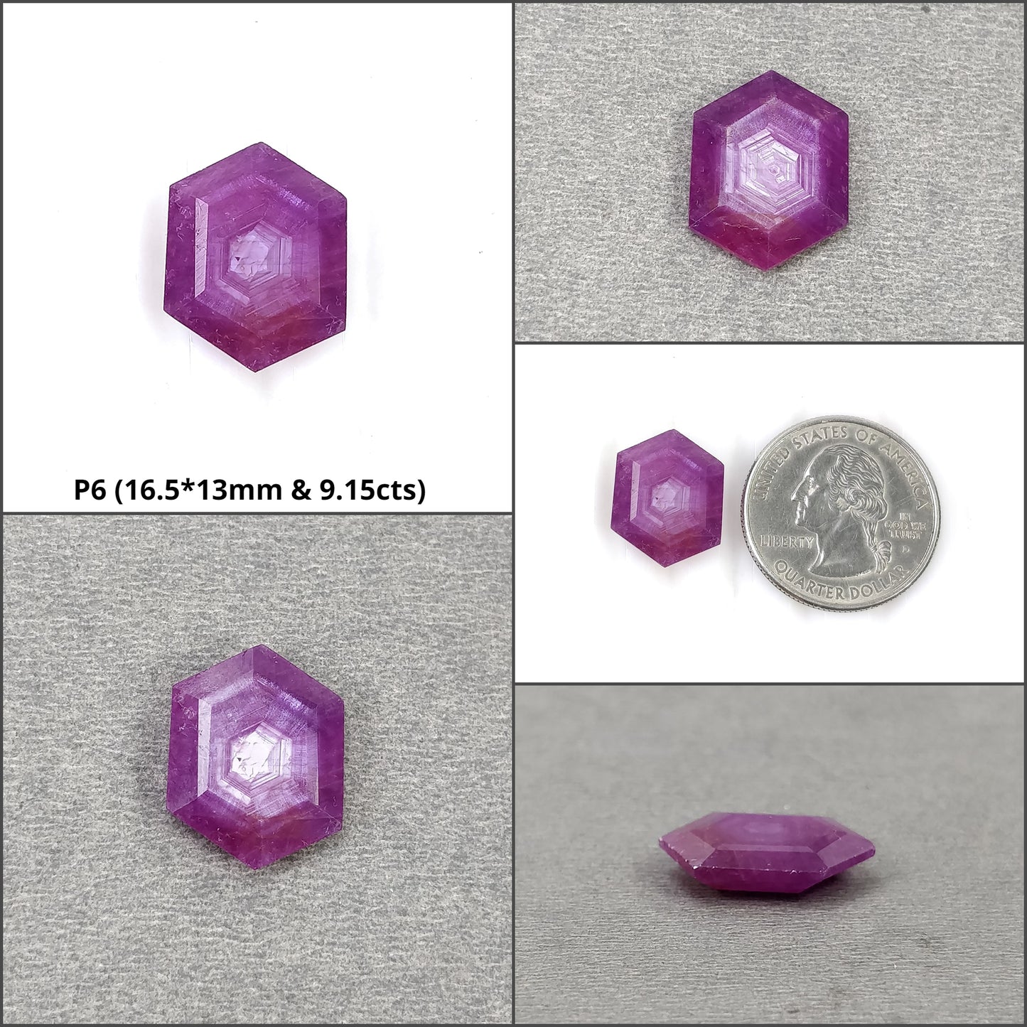 Sapphire Gemstone Normal Cut : Natural Untreated Unheated Raspberry Pink Sheen Sapphire Hexagon Shape