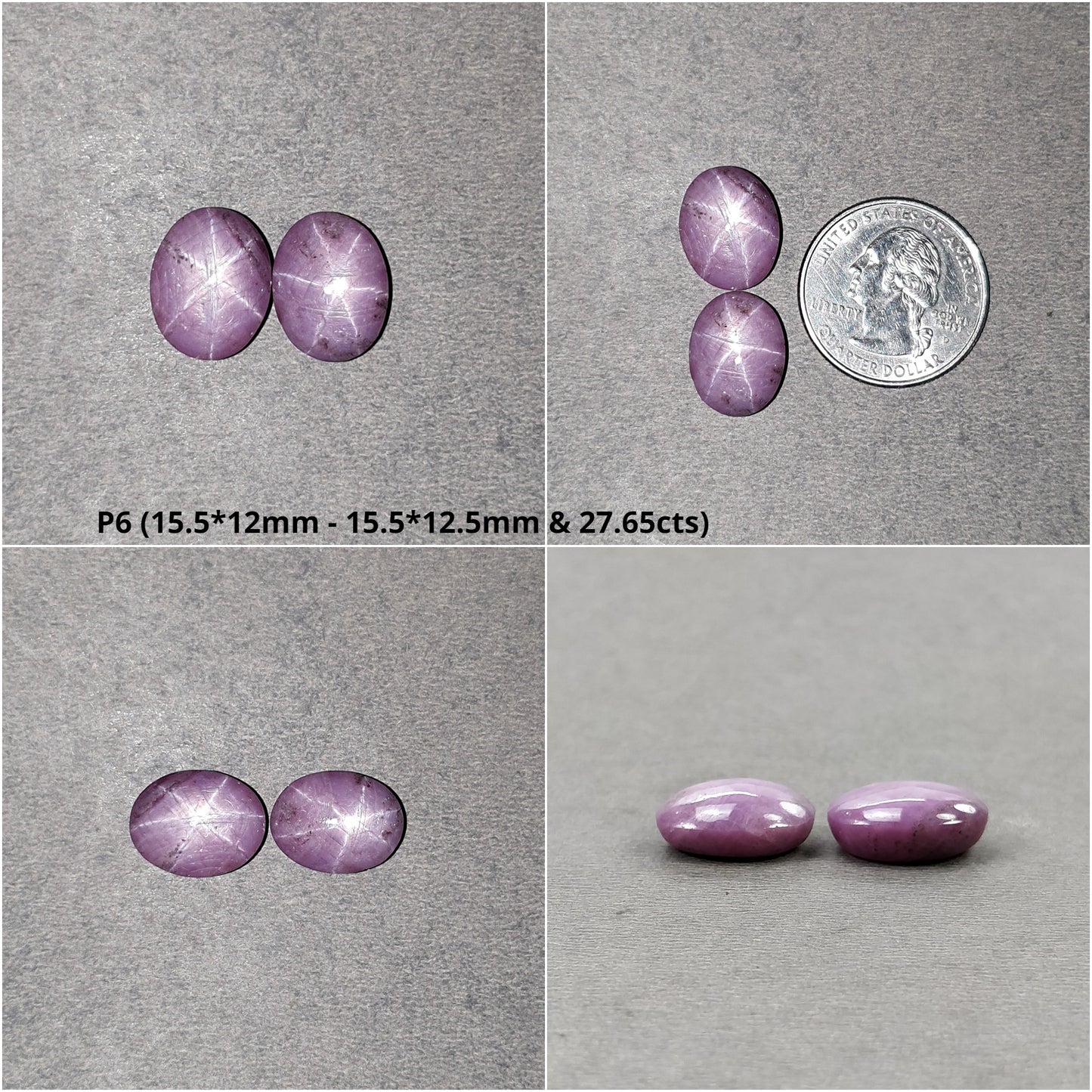 Star Sapphire Gemstone Cabochon : Natural Untreated African Pink Sapphire 6Ray Star Oval Shape 1pcs & 2pcs