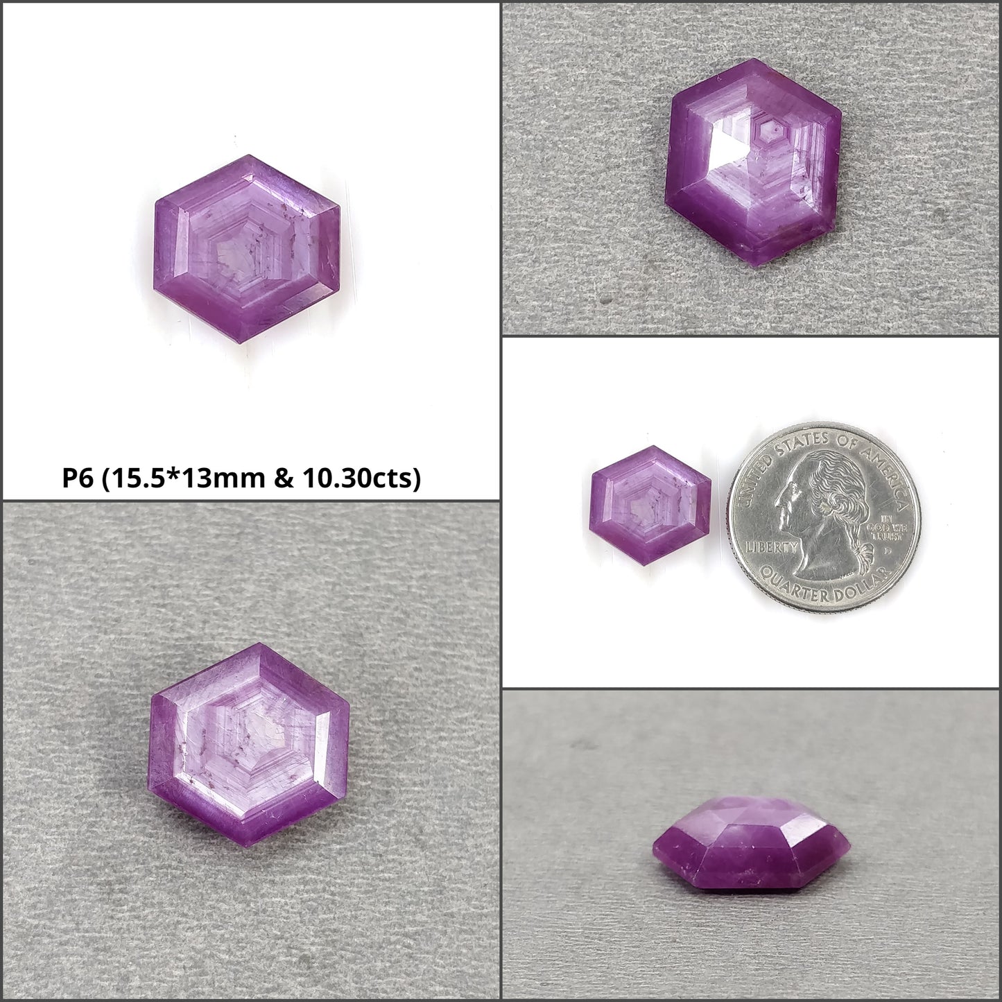 Sapphire Gemstone Normal Cut : Natural Untreated Unheated Raspberry Pink Sheen Sapphire Hexagon Shape