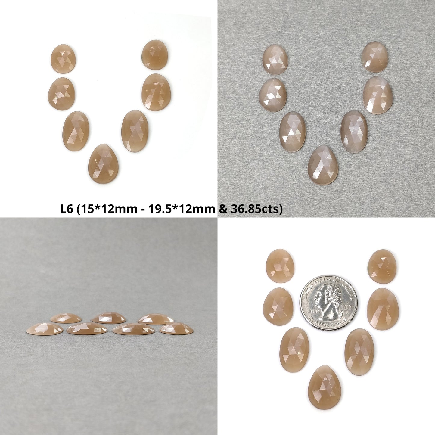 PEACH MOONSTONE Gemstone Rose Cut : Natural Untreated Unheated Moonstone Uneven Egg Shape 5pcs 6pcs & 7pcs
