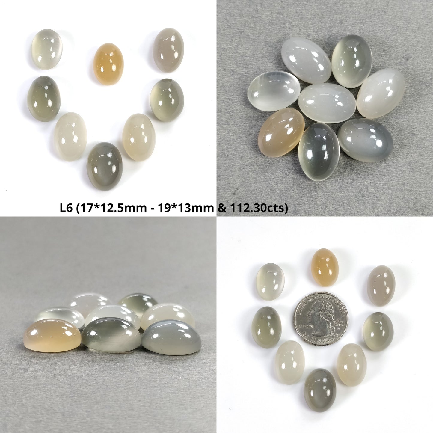 MOONSTONE Gemstone Cabochon : Natural Untreated Unheated Multi Color Moonstone Oval Shape 8pcs Lots