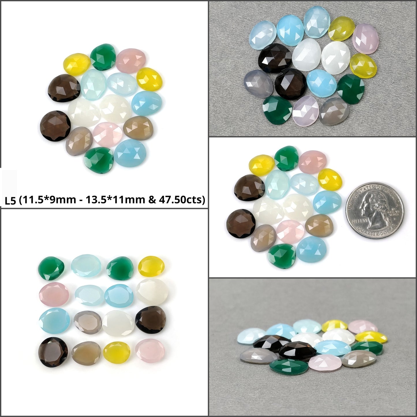 Multi Color ONYX Gemstone Rose Cut : Natural Color Enhanced Onyx Uneven egg Shape 13pcs 14pcs 16pcs & 19pcs Lots