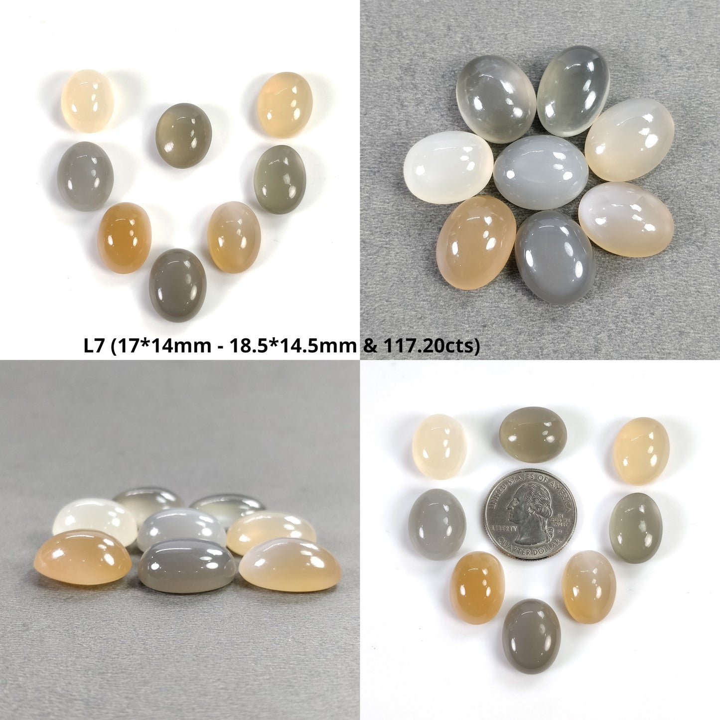 MOONSTONE Gemstone Cabochon : Natural Untreated Unheated Multi Color Moonstone Oval Shape 8pcs Lots