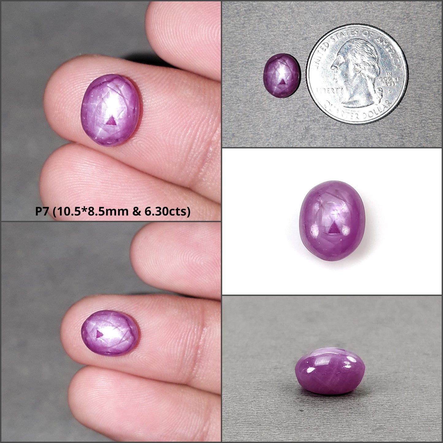 Star Sapphire Gemstone Cabochon : Natural Untreated Exclusive Rare Record Keeper Pink Sapphire 6Ray Star Oval Shape