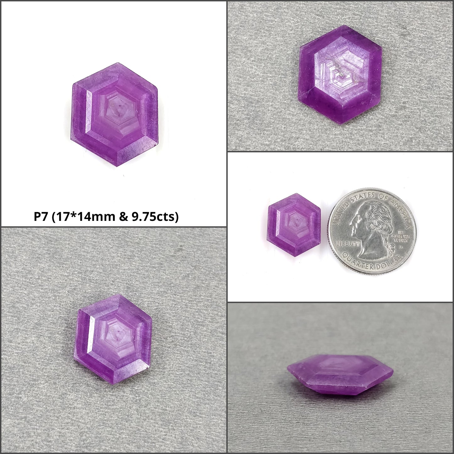 Sapphire Gemstone Normal Cut : Natural Untreated Unheated Raspberry Pink Sheen Sapphire Hexagon Shape