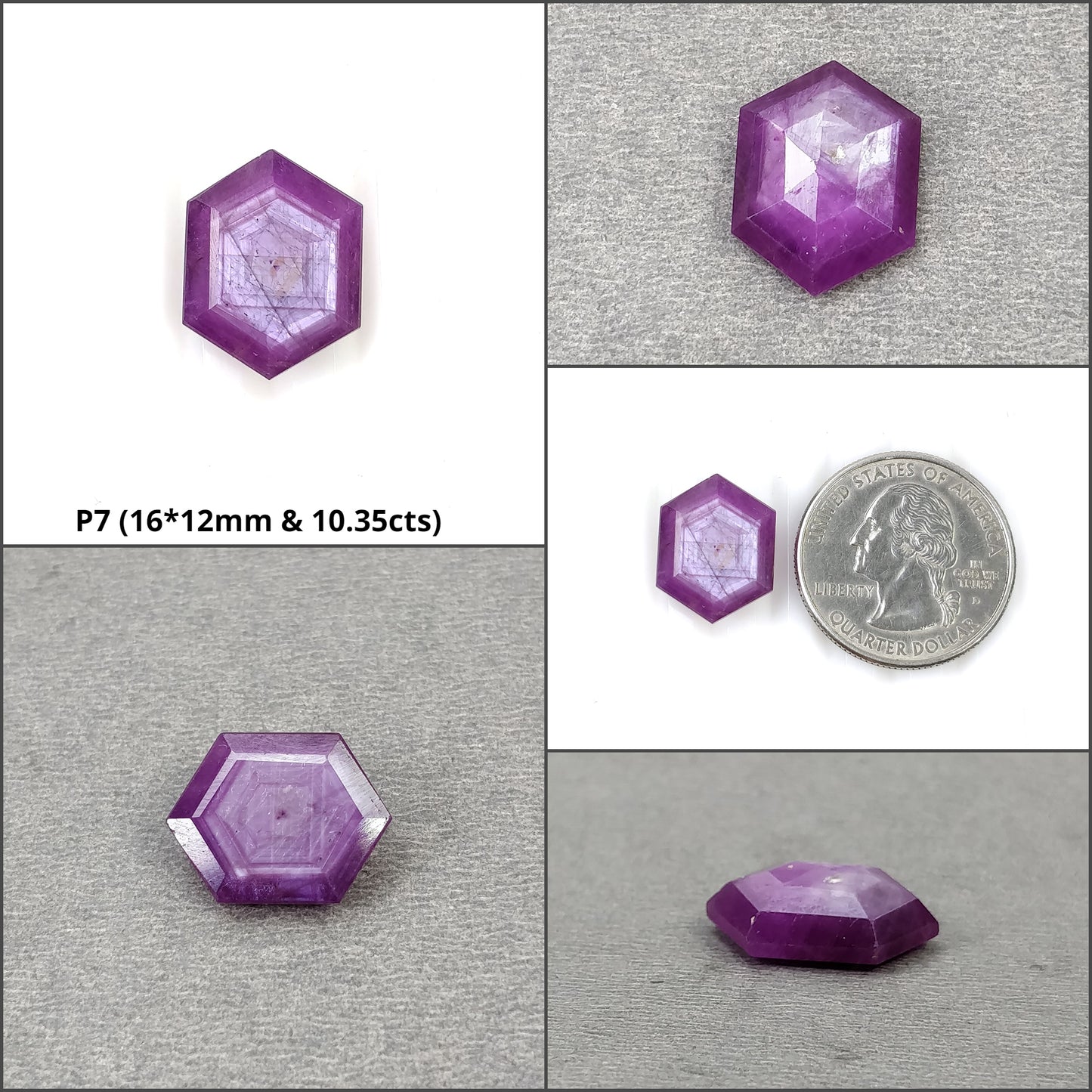 Sapphire Gemstone Normal Cut : Natural Untreated Unheated Raspberry Pink Sheen Sapphire Hexagon Shape