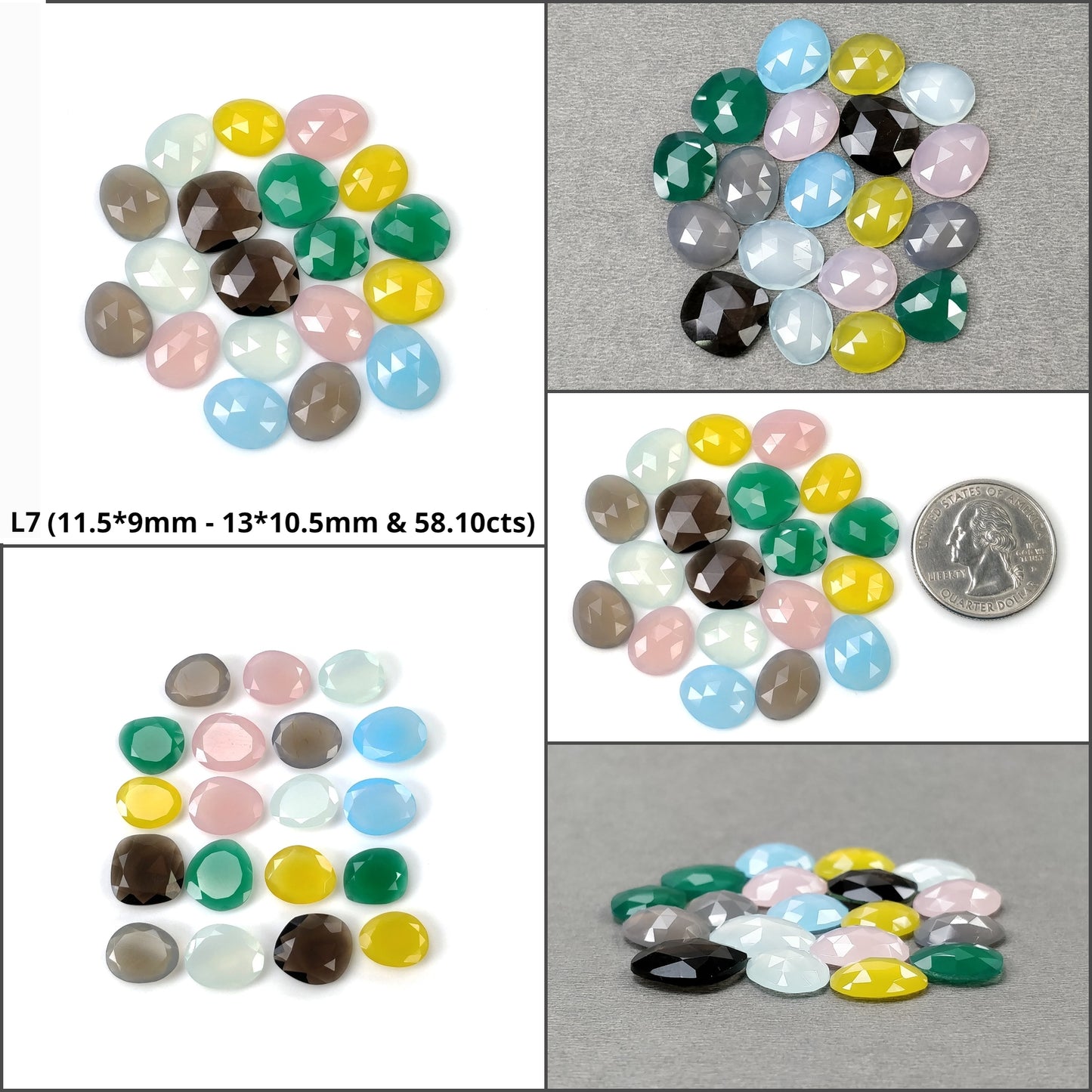 Multi Color ONYX Gemstone Rose Cut : Natural Color Enhanced Onyx Uneven egg Shape 13pcs 14pcs 16pcs & 19pcs Lots