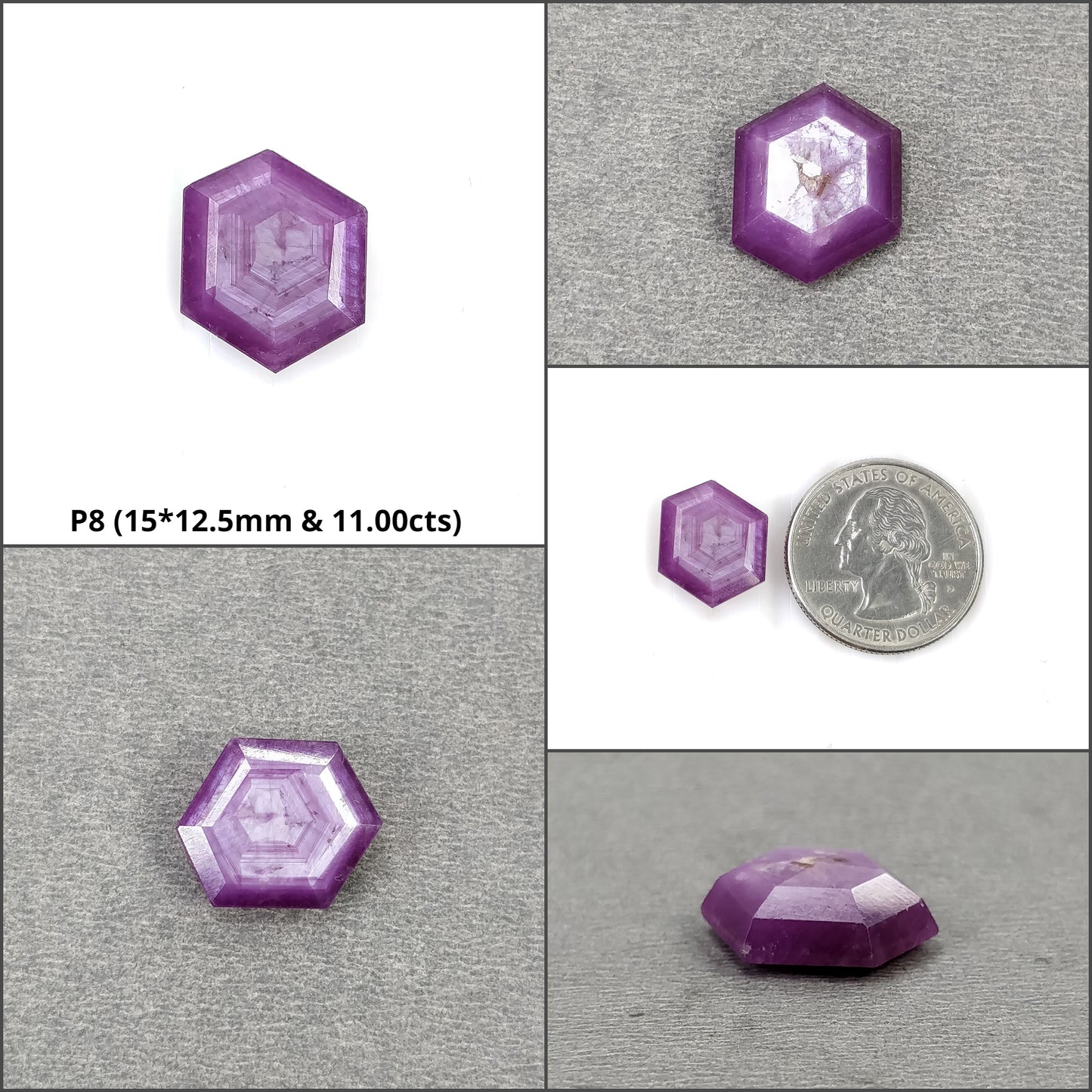 Sapphire Gemstone Normal Cut : Natural Untreated Unheated Raspberry Pink Sheen Sapphire Hexagon Shape