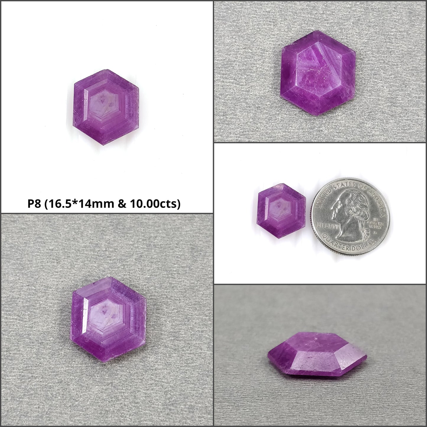 Sapphire Gemstone Normal Cut : Natural Untreated Unheated Raspberry Pink Sheen Sapphire Hexagon Shape