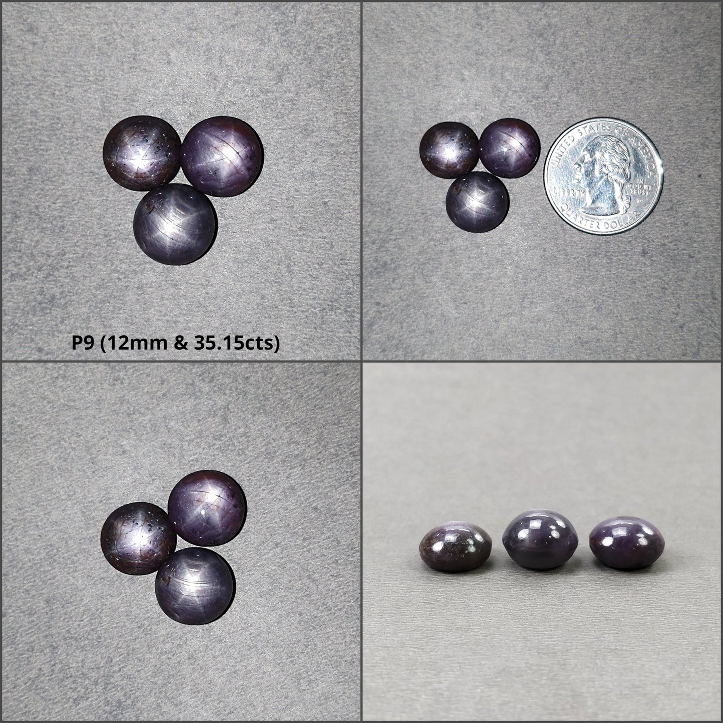 STAR SAPPHIRE Gemstone Cabochon : Natural Untreated African Pink Sapphire 6Ray Star Round Shape 1pcs 2pcs & 3pcs Set